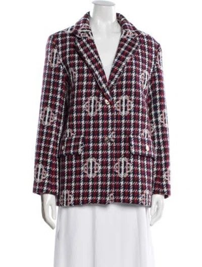Pre-owned Maje Houndstooth Print Blazer In Red