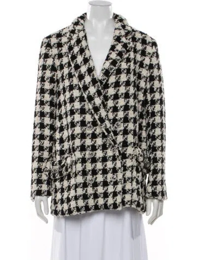 Pre-owned Maje Houndstooth Print Blazer W/ Tags In Black