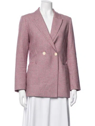 Pre-owned Maje Houndstooth Print Blazer W/ Tags In Pink