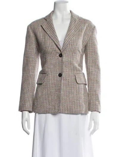 Pre-owned Maje Houndstooth Print Blazer In White