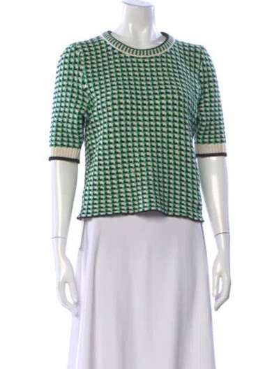 Pre-owned Maje Houndstooth Print Crew Neck Sweater In Blue