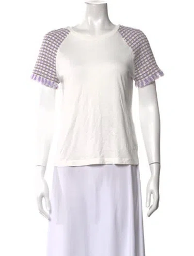 Pre-owned Maje Houndstooth Print Crew Neck T-shirt In Purple