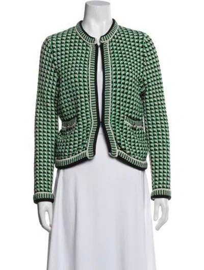 Pre-owned Maje Houndstooth Print Jacket In Green