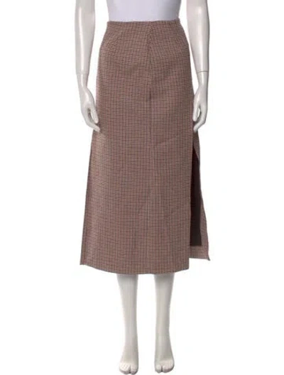 Pre-owned Maje Houndstooth Print Midi Length Skirt In Brown