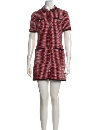 Pre-owned Maje Houndstooth Print Mini Dress In Black/pink/red