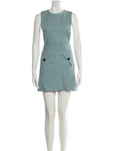 Pre-owned Maje Houndstooth Print Mini Dress In Blue