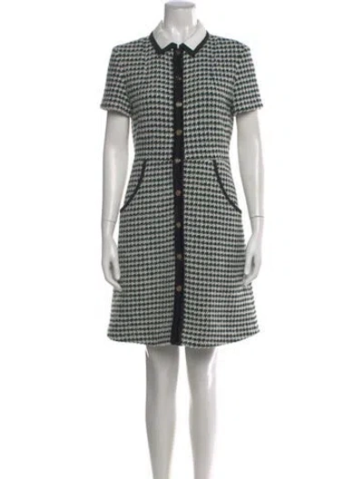 Pre-owned Maje Houndstooth Print Mini Dress In Green