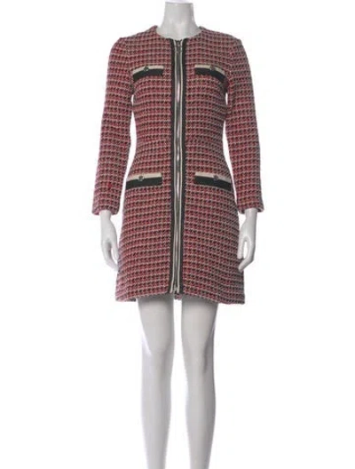 Pre-owned Maje Houndstooth Print Mini Dress In Multi