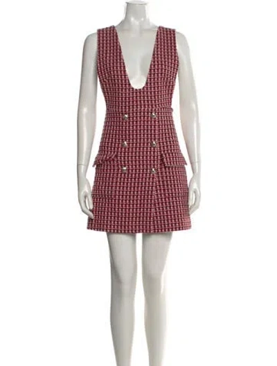 Pre-owned Maje Houndstooth Print Mini Dress In Pink