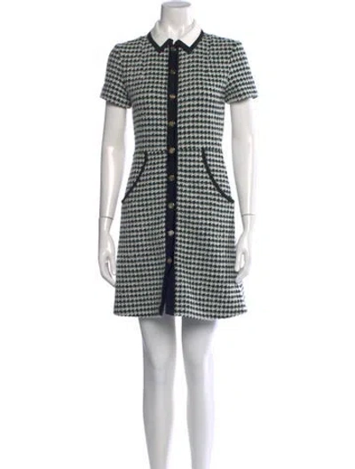 Pre-owned Maje Houndstooth Print Mini Dress In White