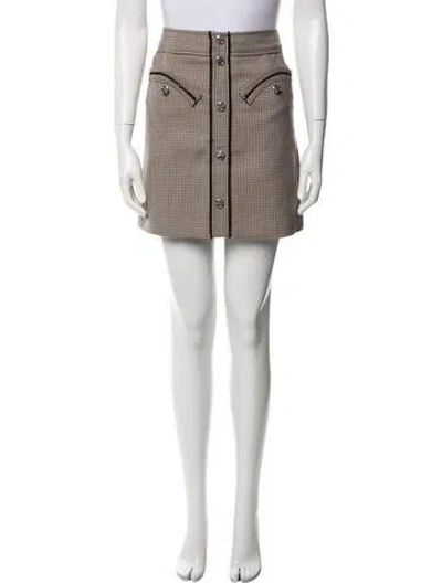 Pre-owned Maje Houndstooth Print Mini Skirt In Brown
