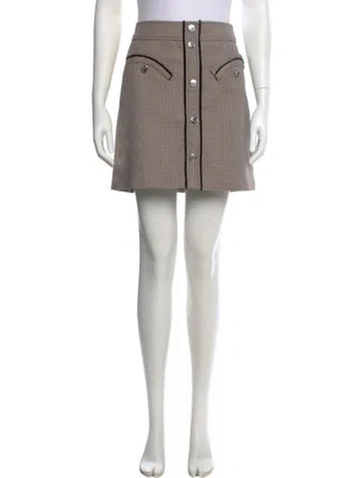 Pre-owned Maje Houndstooth Print Mini Skirt In Brown