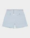Maje Tweed Shorts With Belt In Blue Sky