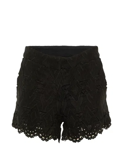 Pre-owned Maje Ikita Scalloped-edge Shorts In Black