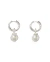 MAJE IMITATION PEARL HUGGIE HOOP EARRINGS