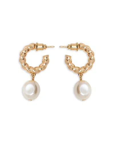 Maje Imitation Pearl Twisted Hoop Earrings, 1l In Gold