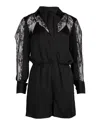 Maje Ines Lace-paneled Playsuit In Black Polyester In Black