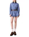 Maje Stretch Cotton Rhinestone Jumpsuit In Blue