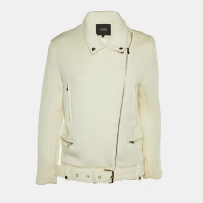 Maje Ivory Cady Biker Jacket In White