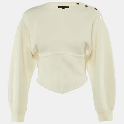 Pre-owned Maje Ivory Knit Corset Jumper S In White