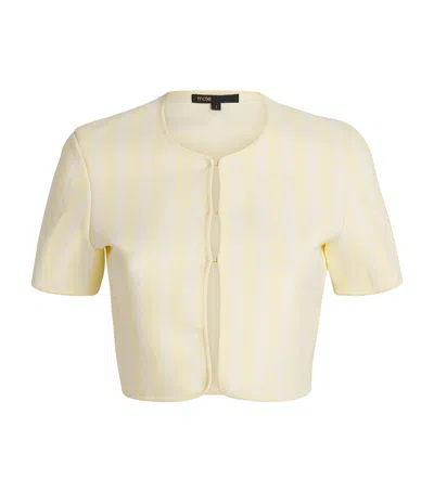 Maje Jacquard Cropped Cardigan In Yellow