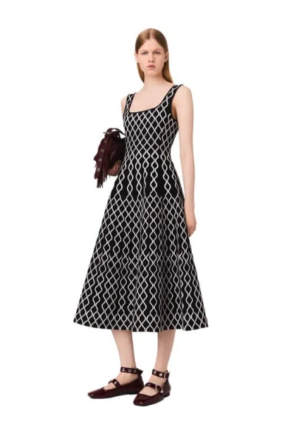 Maje Jacquard Knit Midi Dress In Black