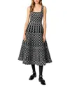 Maje Jacquard Knit Midi Dress In Black/white