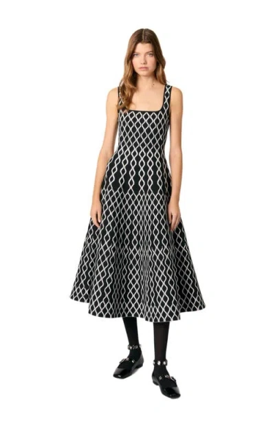 MAJE MAJE JACQUARD KNIT MIDI DRESS