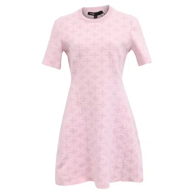 Maje Jacquard-knit Mini Dress In Pink Polyamide