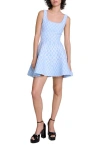 Maje Russel Wave Knit Mini Dress In Blue/white