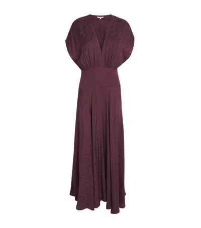 Maje Jacquard Maxi Dress In Burgundy
