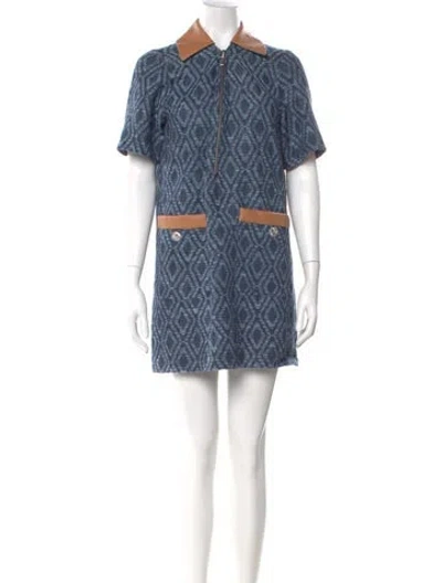 Pre-owned Maje Jacquard Mini Dress In Blue
