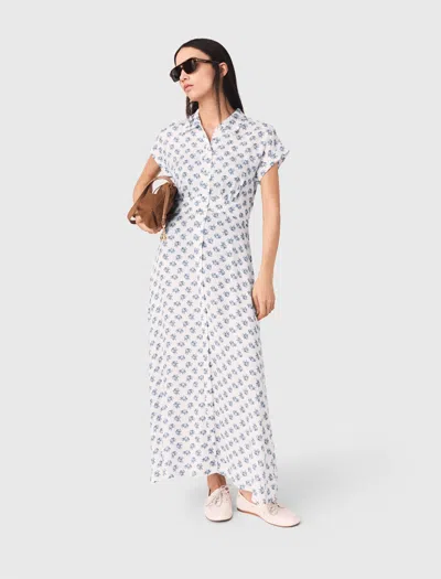 Maje Jacquard Print Maxi Dress In White