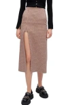 Maje Jaisa Leg Slit Midi Skrit In Brown