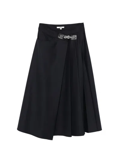 Maje Jarmand Pleated-design Buckle-detail Midi Skirt In Blue