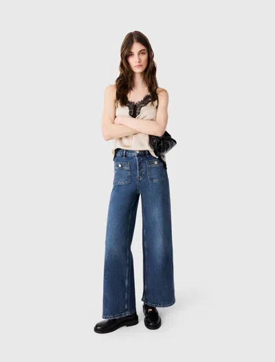 Maje Jean Large Avec Poches Plaquées In Blue
