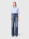 Maje Wide-leg Denim Jeans With Studs In Blue