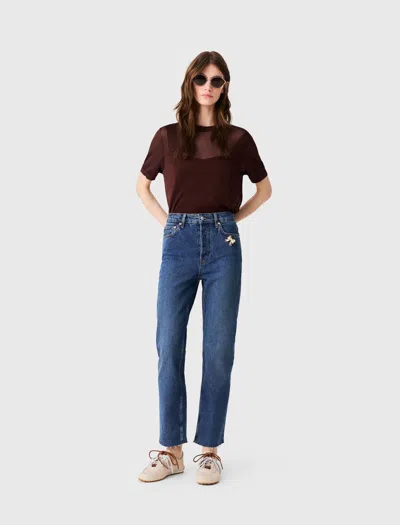 Maje Jean Slim Avec Broche In Blue