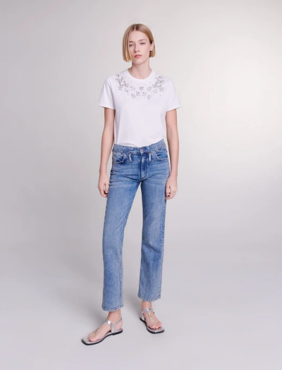 Maje Jeans With Braided Details For Spring/summer In Blue