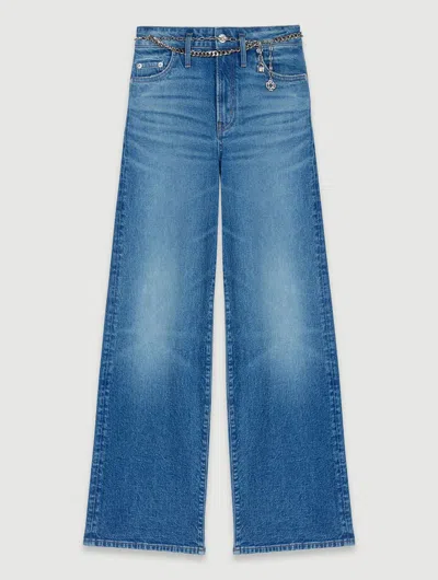 Maje Jeans With Chain-link Belt In Bleus
