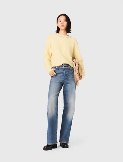 Maje Jeans With Chain-link Belt In Blue