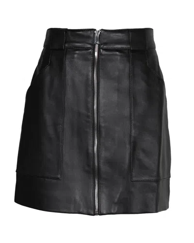 Maje Jelise Zipped Skirt In Black Leather