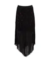 Maje Jengo Embroidered Heart Midi Skirt In Black Polyester In Black