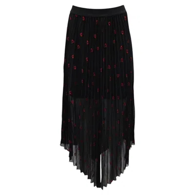 Pre-owned Maje Jengo Embroidered Heart Midi Skirt In Black Polyester