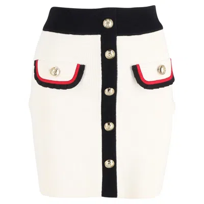 Maje Jerome Knitted Mini Button-embellished In Ecru White Cotton