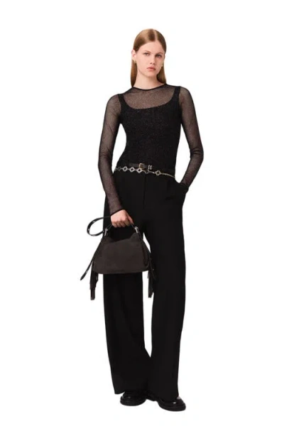MAJE MAJE JERSEY DIAMANTÉ TOP