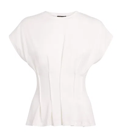 Maje Jersey Pleated T-shirt In White