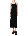 Maje Stretch-cotton Ribbed Maxi Dress In Black