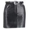 Maje Jerto Belted Mini Skirt In Black Leather In Black