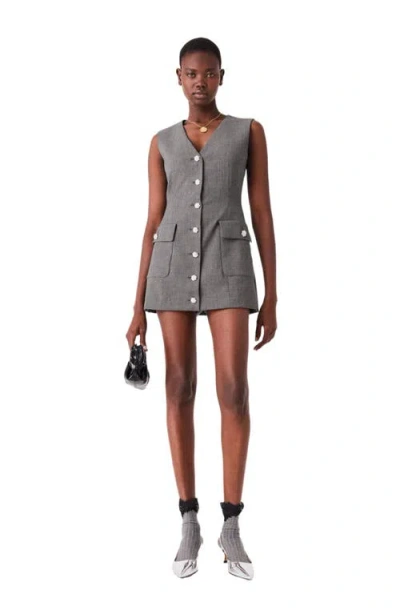 Maje Jewel Button Tailored Jumpsuit In Grey